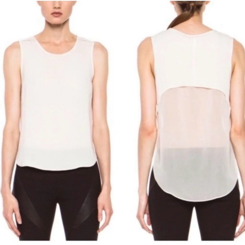 Rag & Bone Classic Cream White Tank Top Gray Sheer Back Sz S